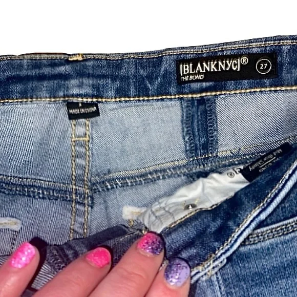 BLANK NYC Women’s Size 27 R Santa Fe Bond Midrise Split Hem Skinny Blue Jeans - Picture 8 of 16